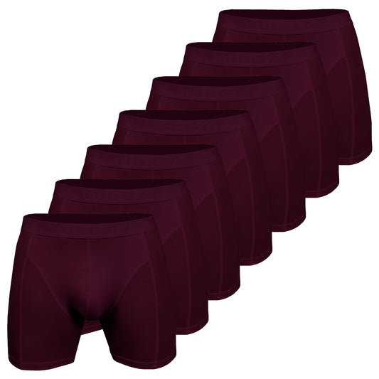 Men's Bamboo Boxershort Burgundy 7 pcs in a Box